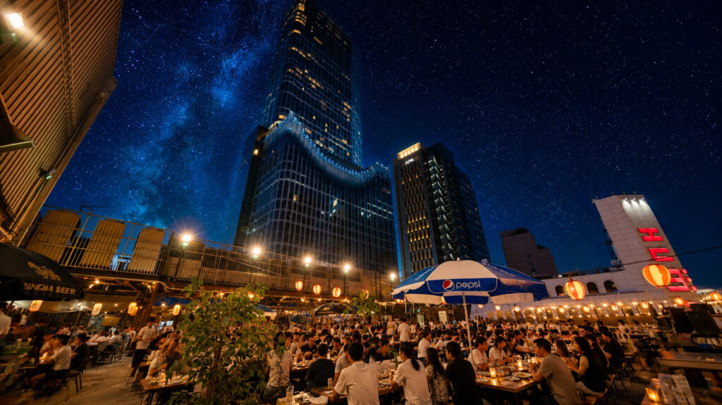 新宿の夜景を一望できる開放感抜群のテラス席